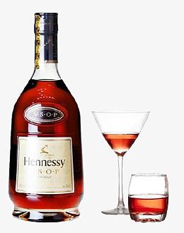 轩尼诗酒瓶酒杯素材