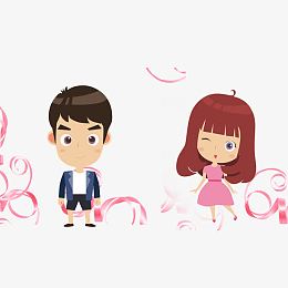 卡通男女丝带底纹