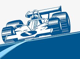 蓝色赛车F1赛道