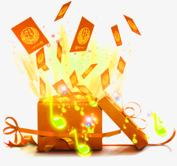 红色惊喜礼盒光效装饰图案免抠素材免费下载_觅元素51yuansu.com