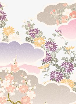 暖色日式花纹