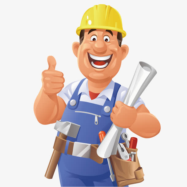 拿着图纸的修理工