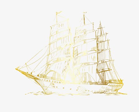 矢量卡通手绘金色一帆风顺