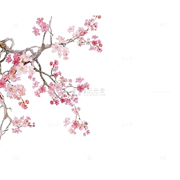 中国风水墨桃花树素材