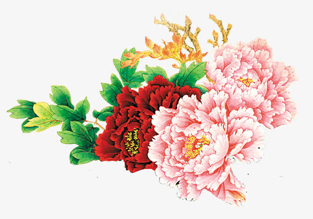 国画牡丹免抠素材免费下载_觅元素51yuansu.com