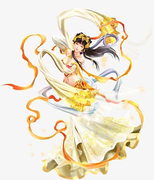 游戏刀剑png卡通蓝衣女孩png刀剑图标物品png手绘古装美女角色人物png