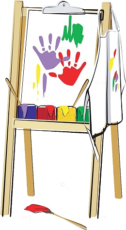 手绘彩色画架画布