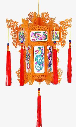 橙色雕花龙纹宫灯