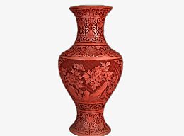 红色雕花花瓶