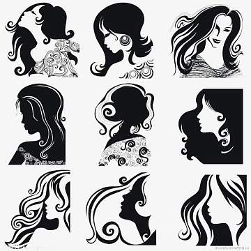 黑白女人头像素材-黑白女人头像图片元素-觅元素