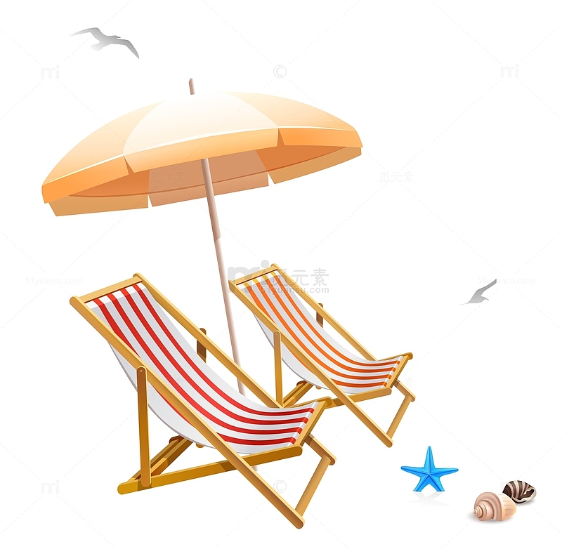 沙滩椅沙滩伞