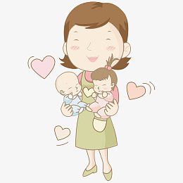 妈妈抱着两个可爱的宝宝