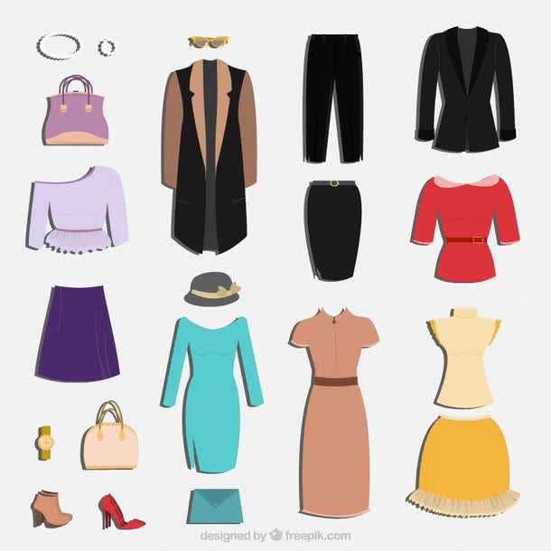 女子服饰与配饰矢量素材下载