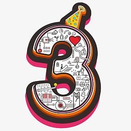 3周年文字