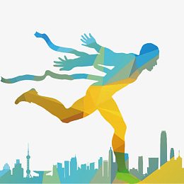 城市奔跑拼搏创意图