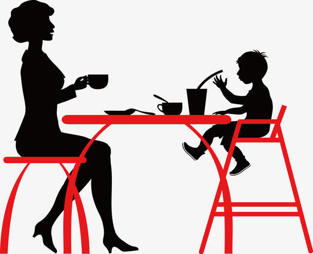 喝咖啡的人物剪影