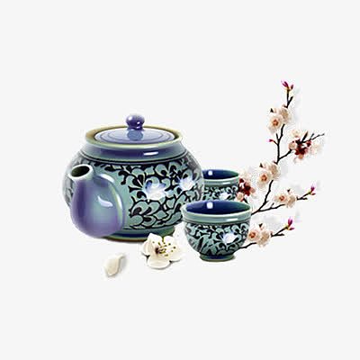 青花瓷茶具免抠PNG素材