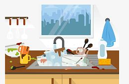 矢量图杂乱的厨房