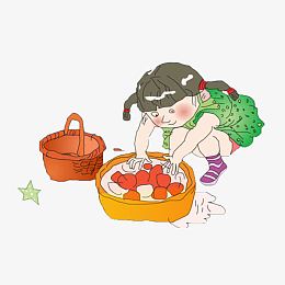 卡通清洗水果