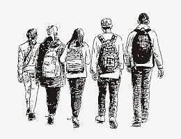 背包徒步行走人物背影