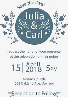 蓝色花朵邀请函