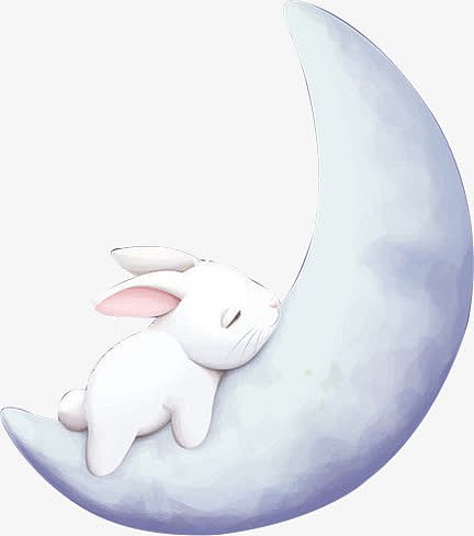 浪漫七夕效果卡通兔子月亮