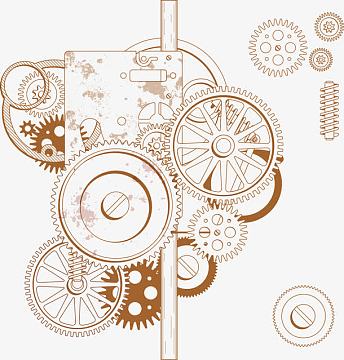 矢量手绘齿轮机械png玫红色和蓝色齿轮插画png科技金融矢量办公插画ai