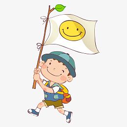 举旗子的小男生