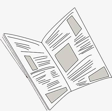 手绘翻开的报纸