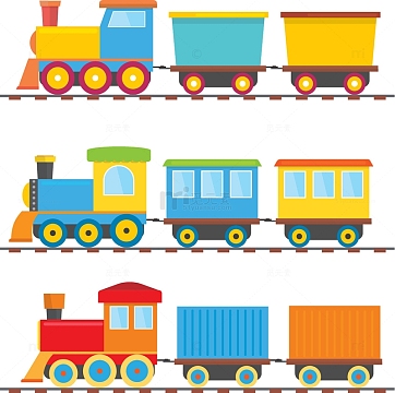 矢量手绘卡通小火车