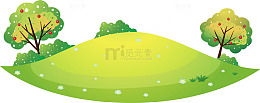 绿色卡通山丘