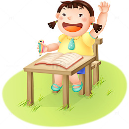 爱学习的卡通小女孩矢量插画