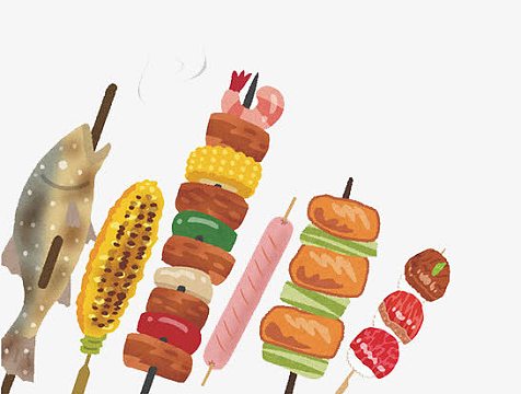 卡通蔬菜肉食烤串