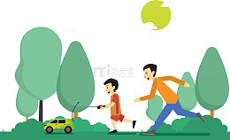 矢量扁平父子室外嬉戏