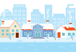 雪地房屋矢量