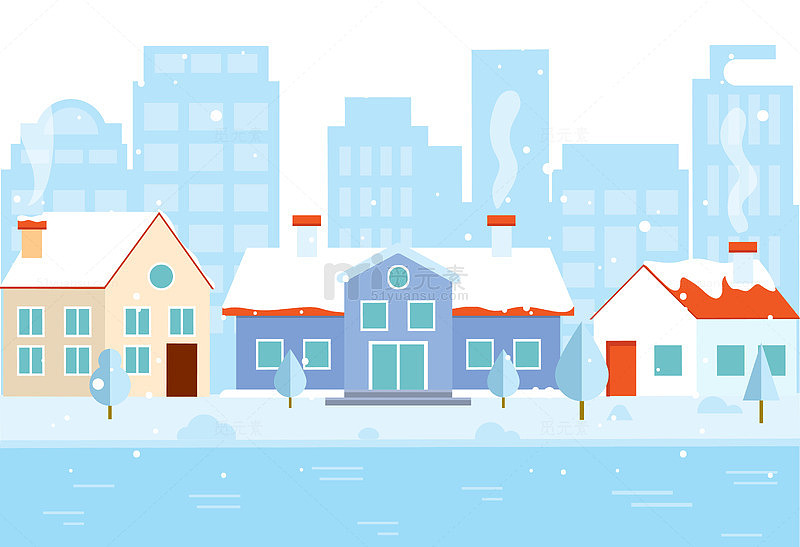 雪地房屋矢量