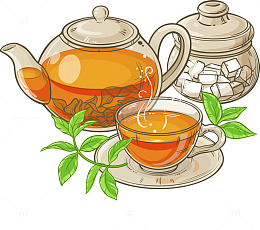 矢量茶水和糖块