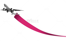 飞机和红色的丝带矢量图源文件