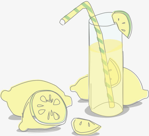 手绘黄色果汁吸管图案