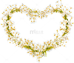 黄绿色简约爱心花藤边框纹理