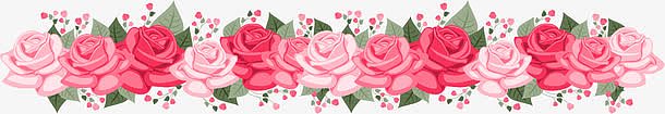 浪漫粉色玫瑰花分割线