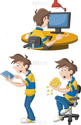 生活男人卡通人物矢量