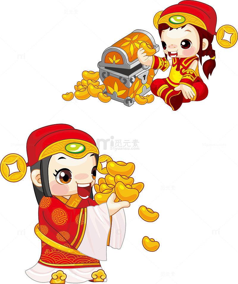 恭喜发财卡通人物矢量