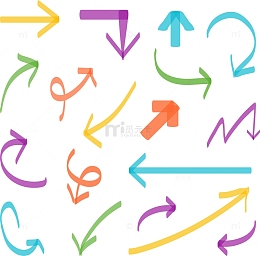 矢量手绘记号笔箭头