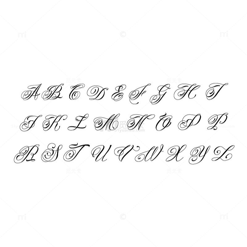 手写花体英文字母设计矢量素材