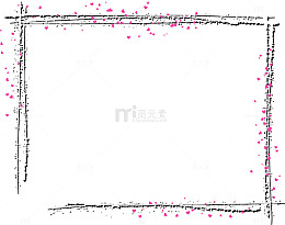 黑色简约线条爱心边框纹理