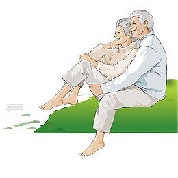 坐着休息的老夫妇矢量