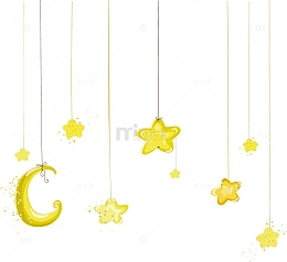 星星月亮点缀矢量卡通手绘素材