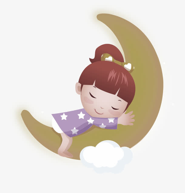 棕色卡通月亮女孩装饰图案