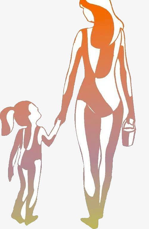 卡通健美妈妈背影png卡通手绘母亲节素材女人背影矢量aipng母亲的背影